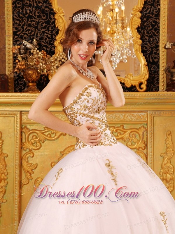 Ball Gown White Sweet 15 Dresses Organza Appliques