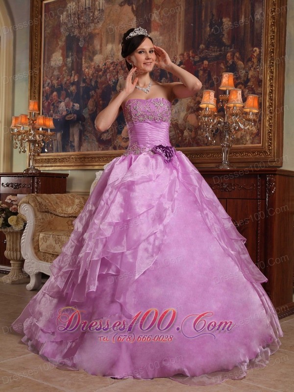 Lavender Beading Ball Gown Organza Sweet 15 Dresses