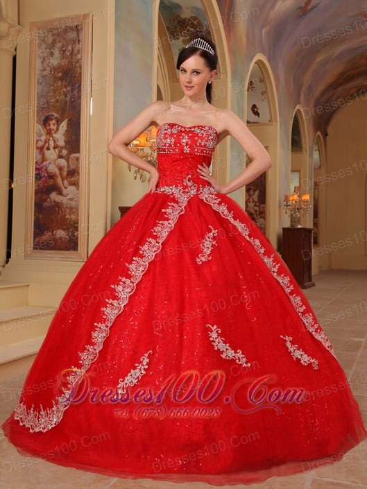 Red Sweet 16 Dresses Organza Embroidery and Beading