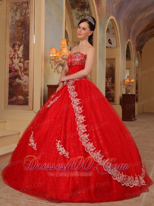 Red Sweet 16 Dresses Organza Embroidery and Beading
