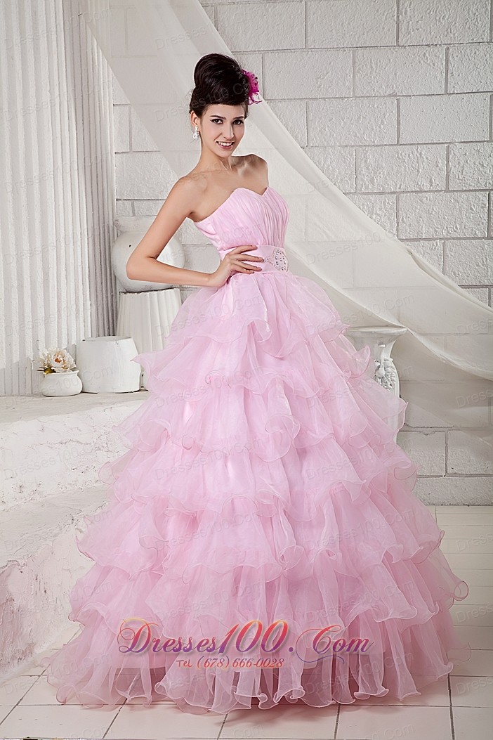 Beading and Pleated Ball Gown Baby Pink Dresses Quinceanera