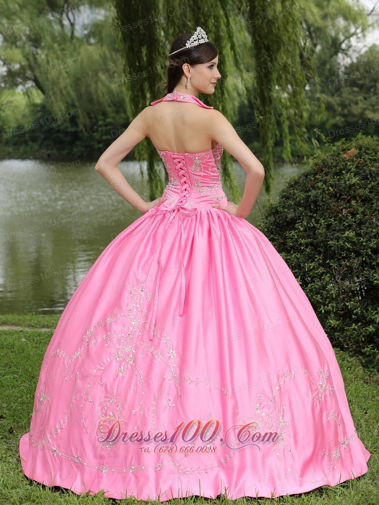 Beaded Square Rose Pink Decorate for Quincenera Dresses