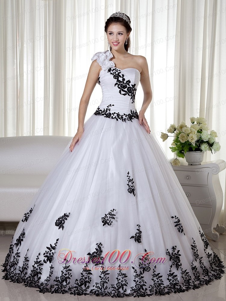 Ball Gown White One Shoulder Embroidery Dresses for 15