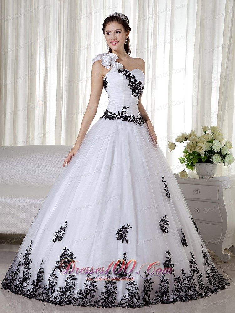 Ball Gown White One Shoulder Embroidery Dresses for 15
