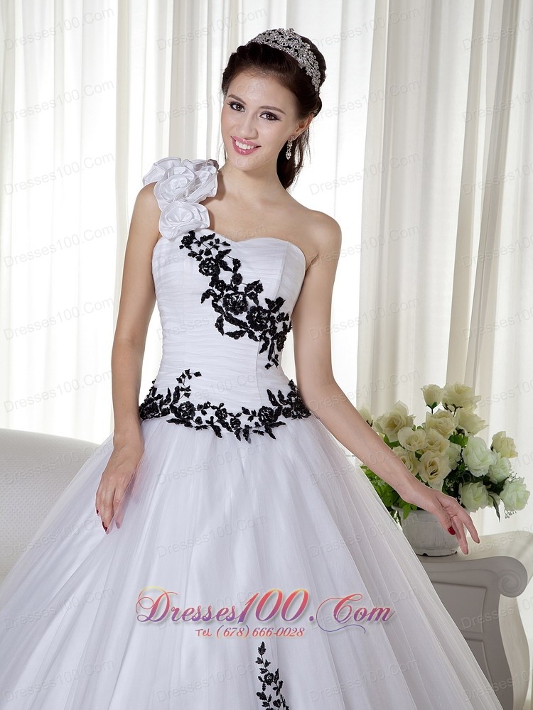 Ball Gown White One Shoulder Embroidery Dresses for 15