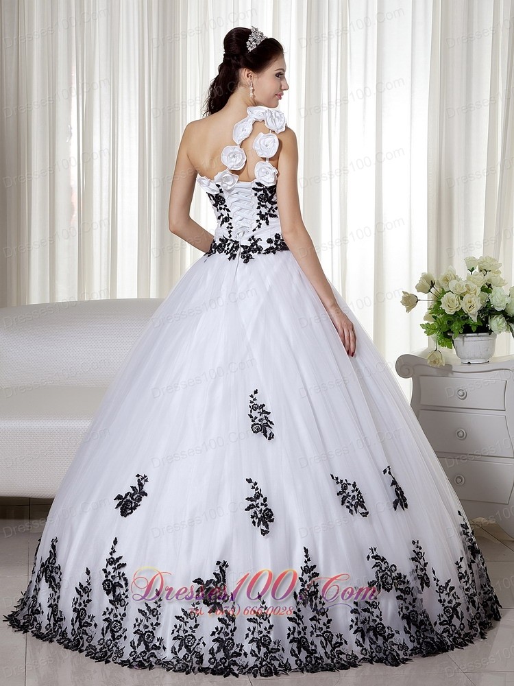 Ball Gown White One Shoulder Embroidery Dresses for 15