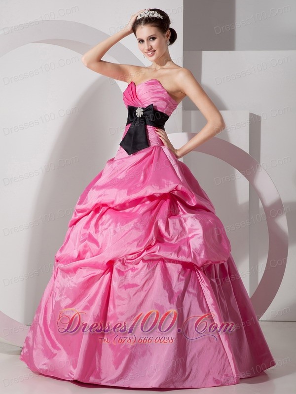 Pick-ups Rose Pink Ball Gown Quinceanea Dress Taffeta