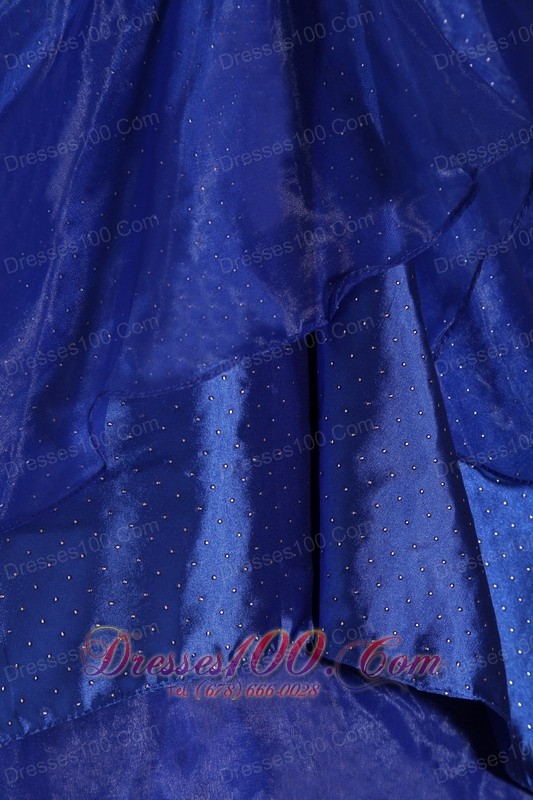 Royal Blue One Shoulder Hand Made Flower Quinceanera Dress