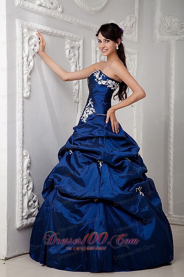 Royal Blue Sweetheart Sash Floor-length Dress for Quinceanera