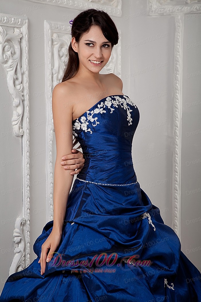 Royal Blue Sweetheart Sash Floor-length Dress for Quinceanera