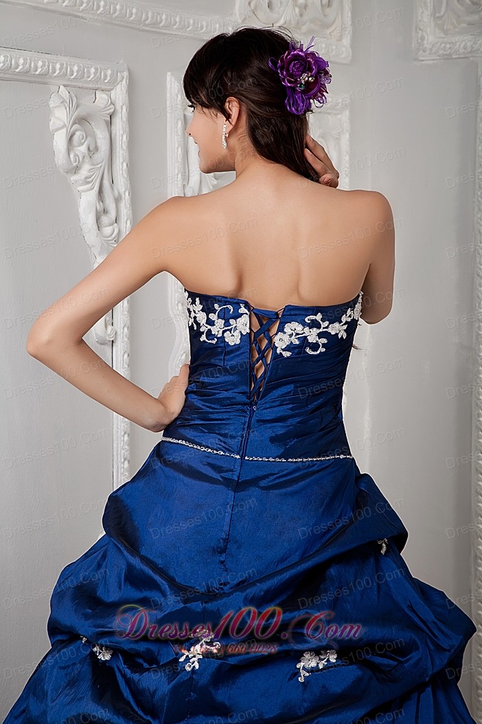 Royal Blue Sweetheart Sash Floor-length Dress for Quinceanera