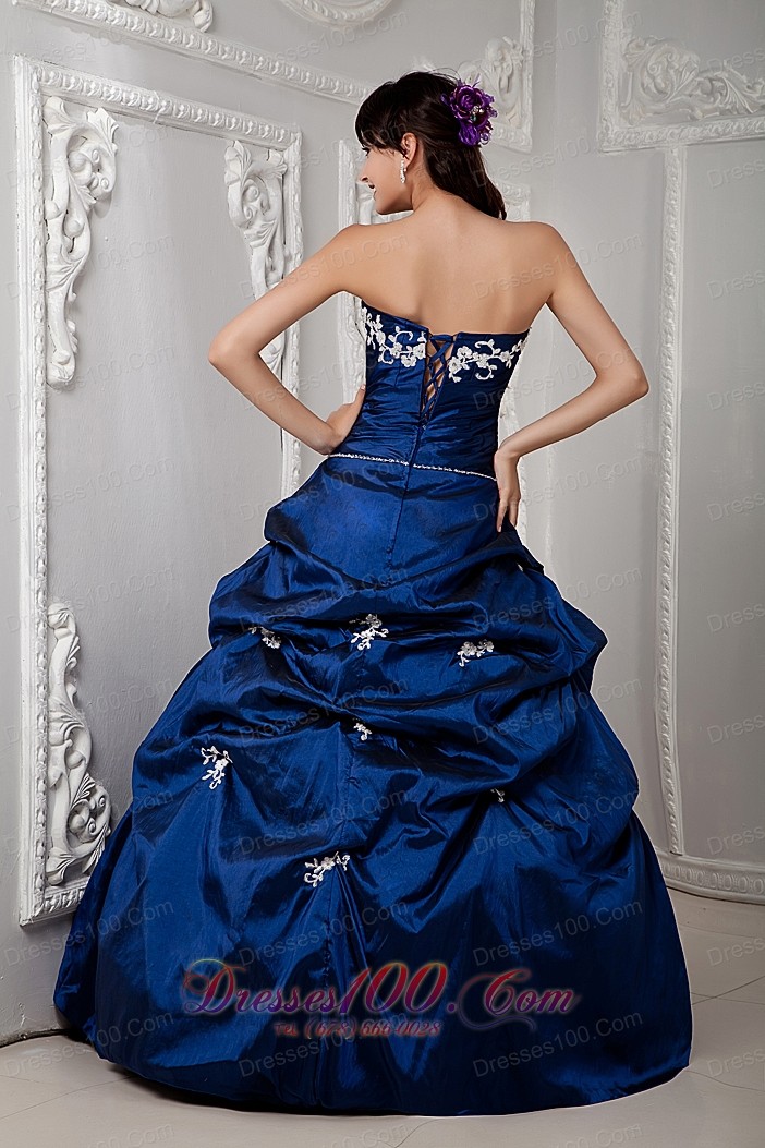 Royal Blue Sweetheart Sash Floor-length Dress for Quinceanera