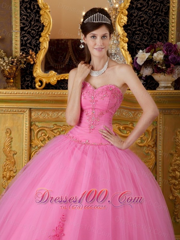 2013 Rose Pink Sweetheart Appliques Ball Gown for Sweet 16