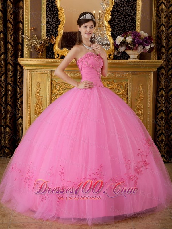 2013 Rose Pink Sweetheart Appliques Ball Gown for Sweet 16