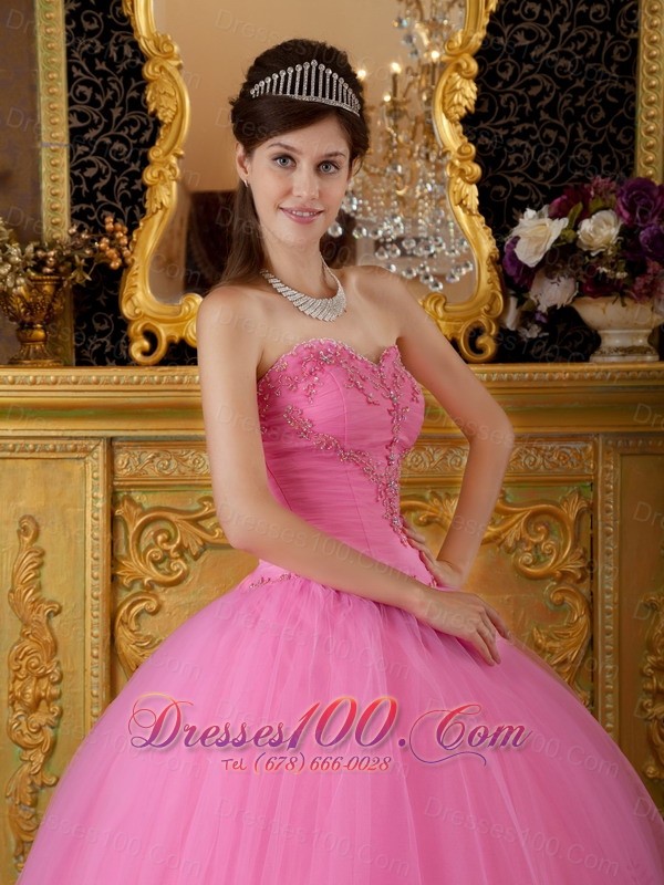 2013 Rose Pink Sweetheart Appliques Ball Gown for Sweet 16