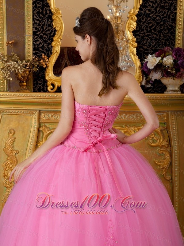 2013 Rose Pink Sweetheart Appliques Ball Gown for Sweet 16