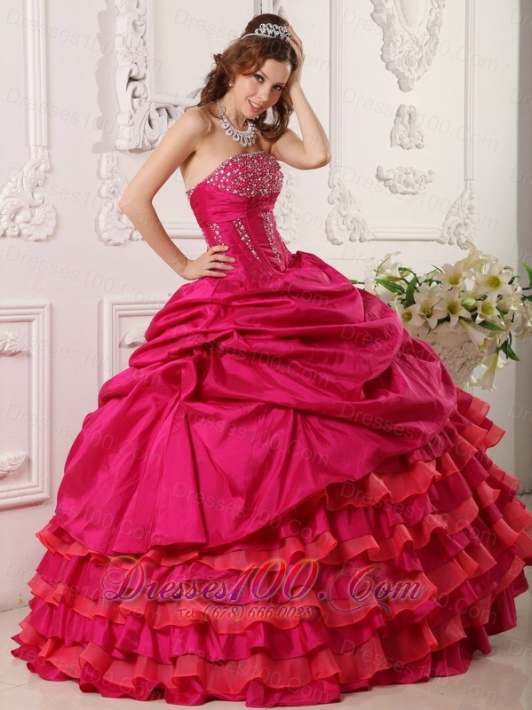 Affordable Red Quinceanera Dress Around 200 Beading Strapless