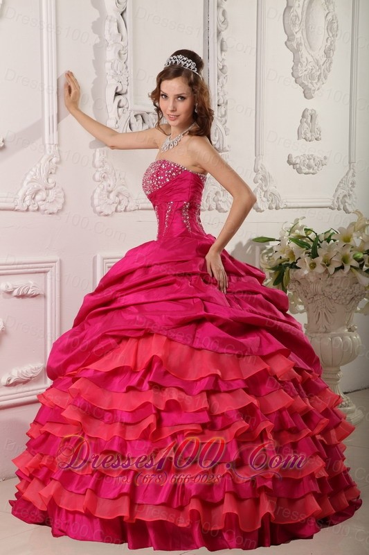 Affordable Red Quinceanera Dress Around 200 Beading Strapless