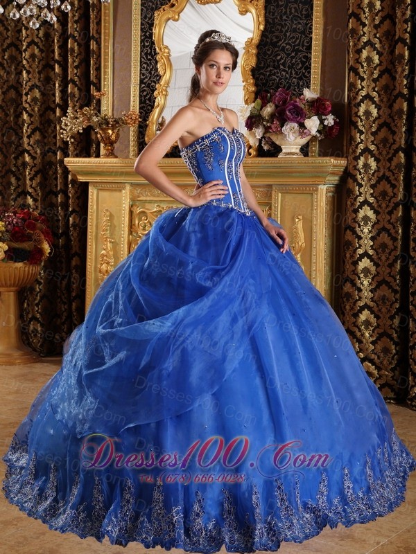 Royal Blue Quinceanera Dress Sweetheart Floor-length Appliques