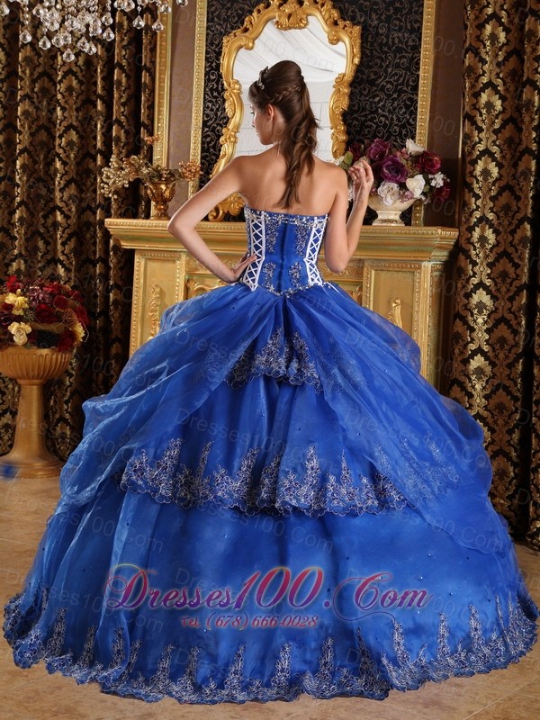 Royal Blue Quinceanera Dress Sweetheart Floor-length Appliques