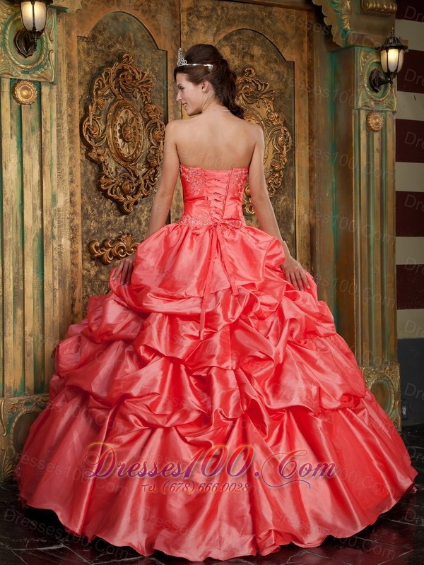 2013 Watermelon Quinceanera Dress Appliques Ball Gown