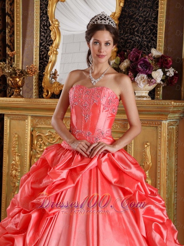 Watermelon Quinceanera Dress Emboridery Beading Sweetheart