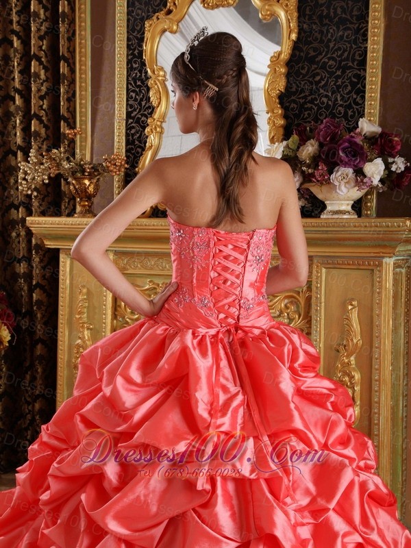 Watermelon Quinceanera Dress Emboridery Beading Sweetheart