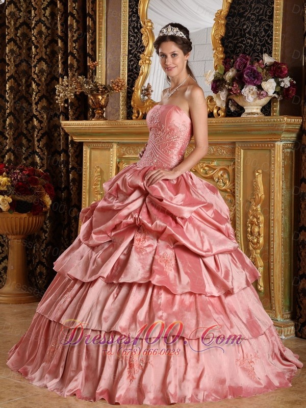 Watermelon Red Quinceanera Dress Appliques Bead Strapless