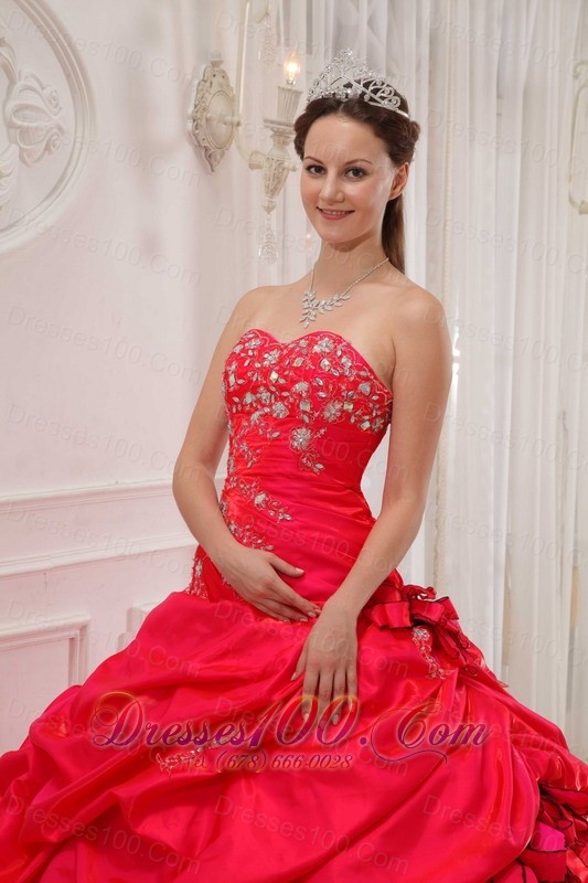 Red Quinceanera Dress Sweetheart Floor-length Appliques