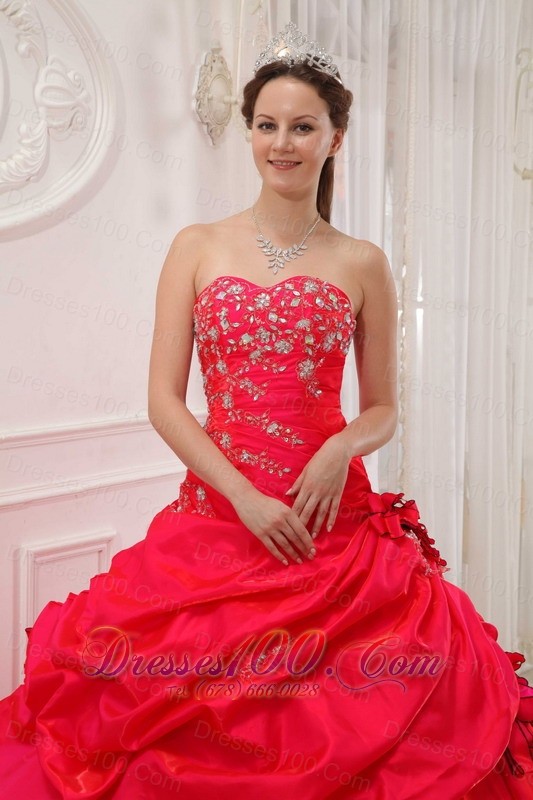Red Quinceanera Dress Sweetheart Floor-length Appliques