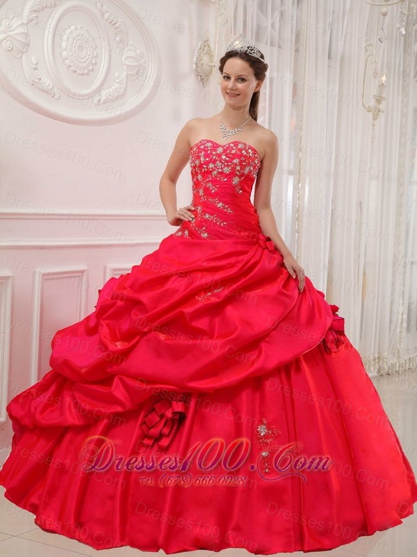 Red Quinceanera Dress Sweetheart Floor-length Appliques