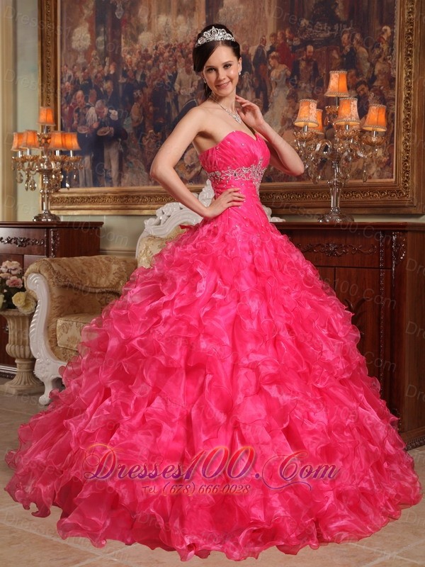 Red Sweetheart Floor-length Quinceanera Dress Under 200