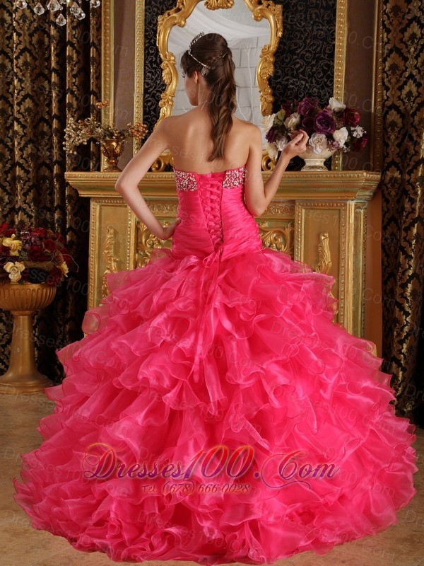 Hot Pink Quinceanera Dress Under 200 Beading Ruffles