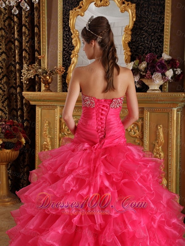 Hot Pink Quinceanera Dress Under 200 Beading Ruffles