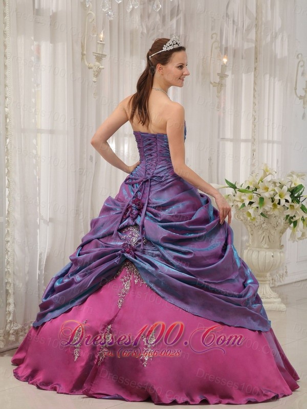 Purple Fuchsia Sweet 16 Dress Appliques Beading Strapless