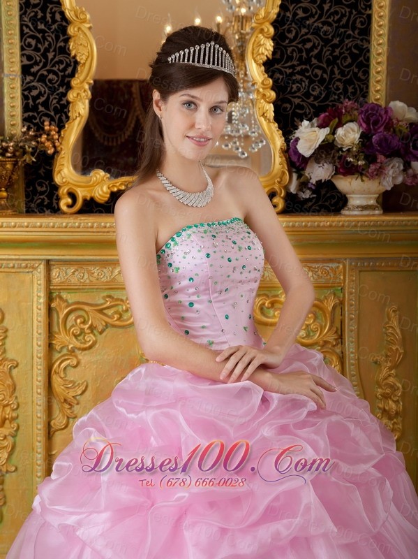 Baby Pink Sweet 16 Dress Beading Organza