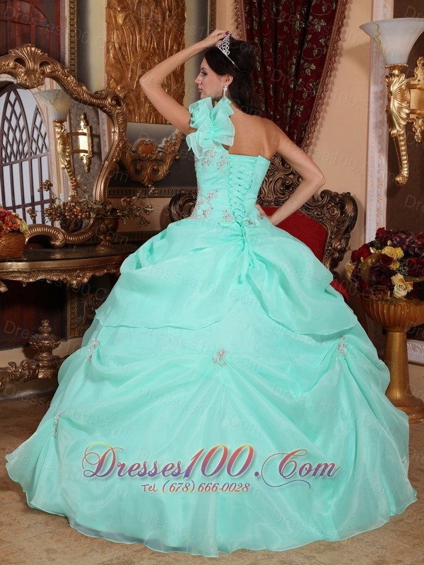 One Shoulder Appliques Bead Quinceanera Dress