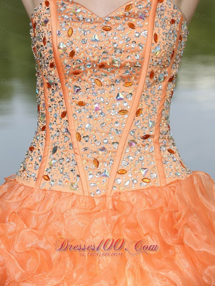 Orange Quinceanera Dress Ruffles Layered Sweetheart