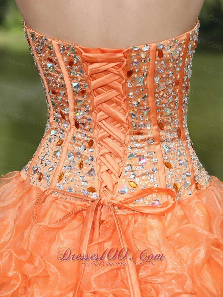 Orange Quinceanera Dress Ruffles Layered Sweetheart