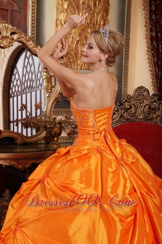 Orange Red Quinceanera Dress Beading Pick-ups