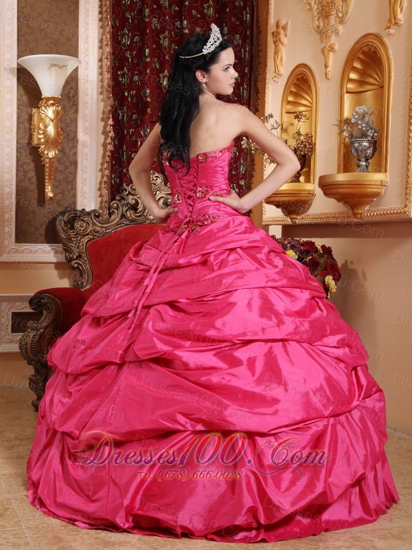2013 Hot Pink Quinceanera Dress Appliques Beading