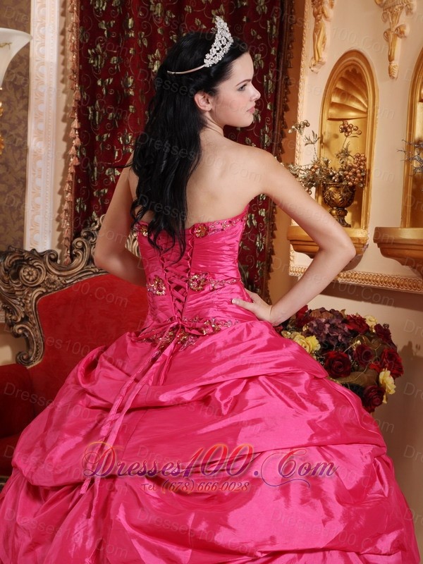 2013 Hot Pink Quinceanera Dress Appliques Beading