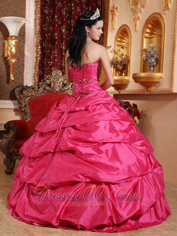 2013 Hot Pink Quinceanera Dress Appliques Beading