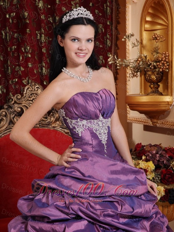 Lavender Quinceanera Dress Appliques Pick-ups