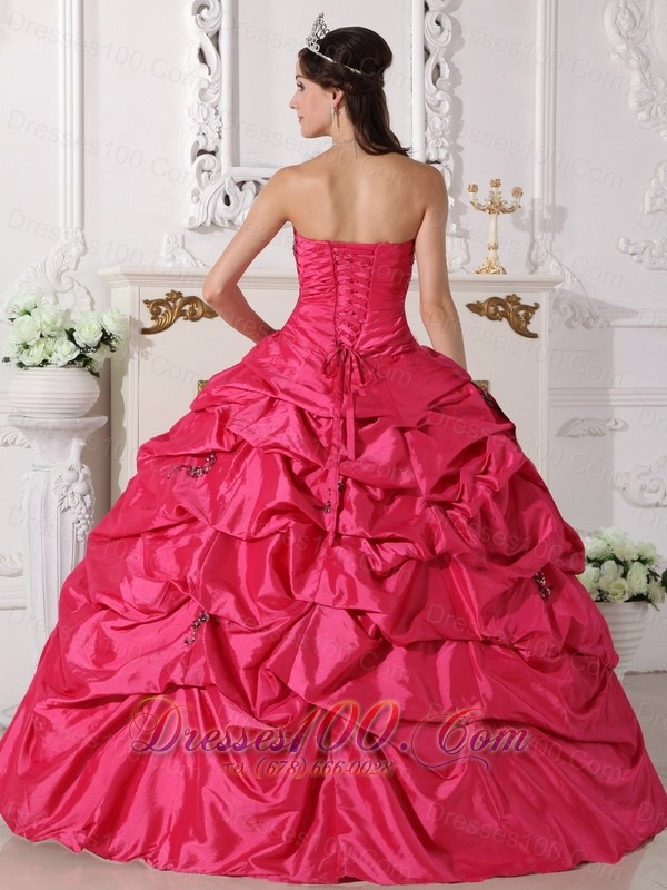Discount Hot Pink Quinceanera Dress Beading Ruch