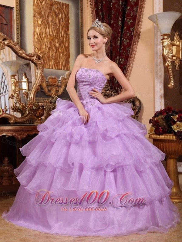 Lavender Sweet 16 Birthday Dress Beading Ruffles Strapless