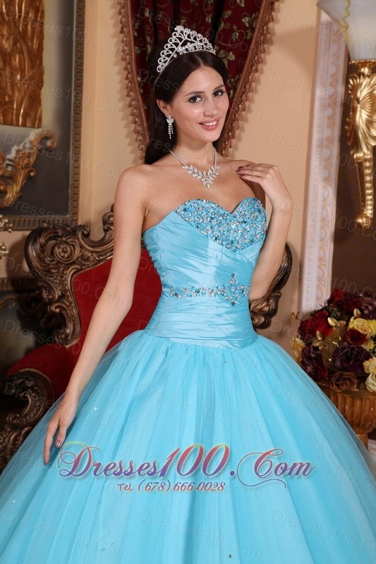 Baby Blue Sweet 16 Dress Beading Ruch Sweetheart