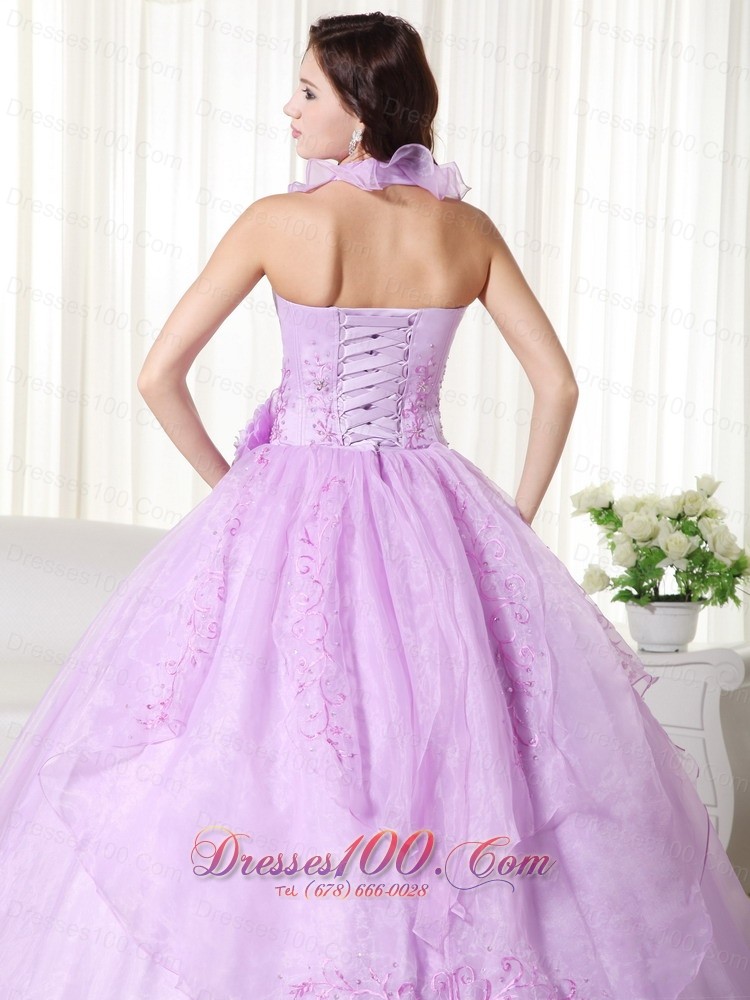 Lavender Quinceanera Dress Halter Embroidery Beading