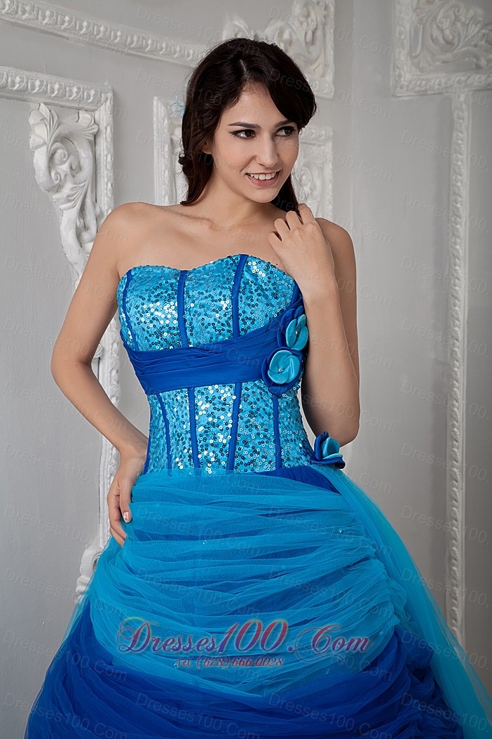 Under 200 Quinceanea Dress Ruch Hand Flowers Sequins