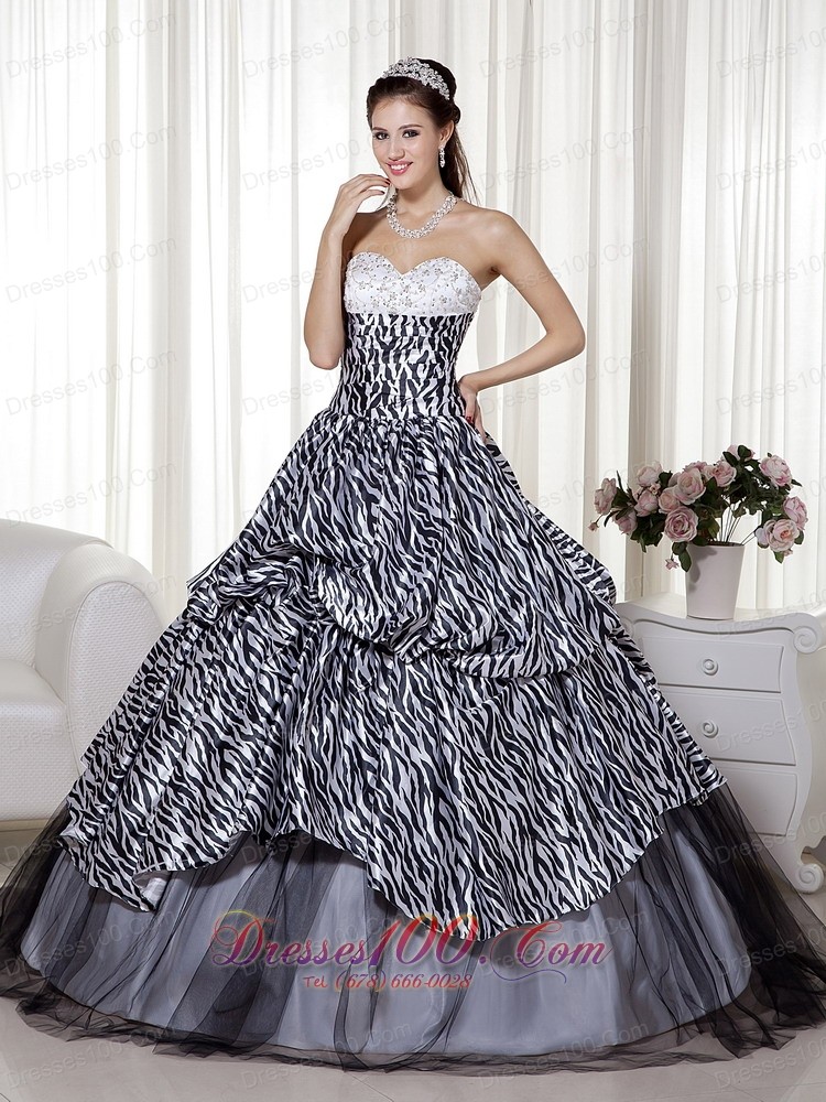 Luxurious A-line Sweetheart Zebra Print Quinceanera Dress